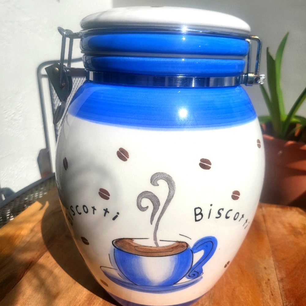 Handpainted Biscotti Jar by Inspirado